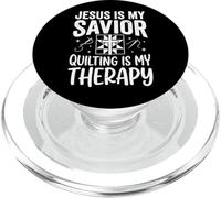 Jesus Is My Savior Quilting Is My Therapy Cucito Chiesa PopSockets PopGrip per MagSafe