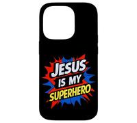 Jesus Is My Superhero Christian God Religious Comic Kids Boy Custodia per iPhone 14 Pro