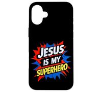 Jesus Is My Superhero Christian God Religious Comic Kids Boy Custodia per iPhone 16 Plus