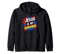 Jesus Is My Superhero Christian God Religious Comic Kids Boy Felpa con Cappuccio