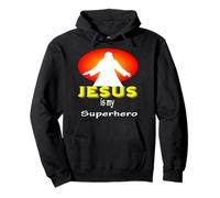 Jesus is my Superhero. Christian T-shirt. Gift Fans Gesù Felpa con Cappuccio