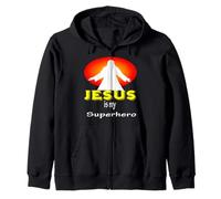 Jesus is my Superhero. Christian T-shirt. Gift Fans Gesù Felpa con Cappuccio