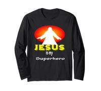 Jesus is my Superhero. Christian T-shirt. Gift Fans Gesù Maglia a Manica