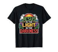Jesus Is The Light in The Darkness Maglietta con Stampa Grafica Economica