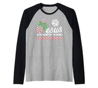 Jesus is The Reason for The Season Christian Theme Christmas Maglia con Maniche Raglan