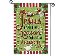 Jesus Is The Reason For The Season Christmas Christianty Nativity Winter Bandiere Resistente Alle Intemperie Bandiera Colore Vivido Flag Per Esterno Balcone Feste 30X45Cm