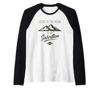 Jesus is The Rock of My Salvation - Psalm 62:6 Faith Verse Maglia con Maniche Raglan