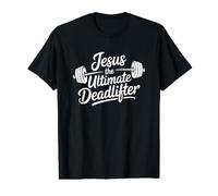 Jesus Is The Ultimate Deadlifter Maglietta con Stampa Grafica Economica