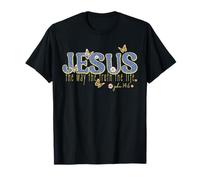 Jesus Is The Way The Truth The Life Floral Christian Citazione Maglietta