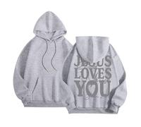 Jesus Jesus Loves You Felpe con cappuccio da donna autunno manica lunga cristiano fresco maglioni con cappuccio Dio vestibilità ampia grafica casual con cappuccio Pullover girocollo alla moda felpe