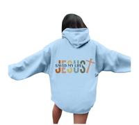 Jesus Jesus Saved My Life Carine Felpe con cappuccio da donna 2025 Cristiano con cappuccio Abiti con cappuccio Dio Moda Cartoon Trendy Loose Fit Grafica Casual Top Country Trust In The Lord Faith Y2K