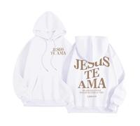 Jesus Jesus Te Ama Graphic Felpe con cappuccio alla moda per le donne Carino Christian Beach Pullover Maglioni Religioso Workou Sottile con cappuccio Estate Casual Abiti Preppy Trust In The Lord I