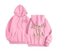 Jesus Jesus Te Ama Graphic Felpe con cappuccio alla moda per le donne Carino Christian Beach Pullover Maglioni Religioso Workou Sottile con cappuccio Estate Casual Abiti Preppy Trust In The Lord I