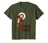 Jesus Judging I Saw That! Maglietta, Bambini, Oliva, 10 Anni