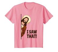 Jesus Judging I Saw That! Maglietta, Bambini, Rosa, 4 Anni