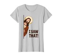 Jesus Judging I Saw That! Maglietta, Donna, Argento, XXL
