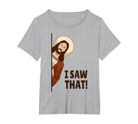 Jesus Judging I Saw That! Maglietta, Donna Plus-Size, Grigio Melange, 5X