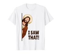 Jesus Judging I Saw That! Maglietta, Uomo, Bianco, 6XL