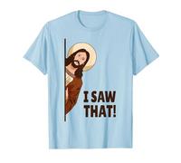 Jesus Judging I Saw That! Maglietta, Uomo, Celeste, 3XL