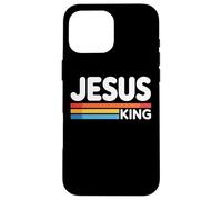 Jesus King Retro Christian Faith Bold Worship Tees and Decor Custodia per iPhone 16 Pro Max