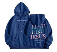 Jesus Love Like Jesus Felpe con cappuccio Workou con cappuccio Christian University Vestiti con cappuccio Dio Trendy Graphic Letter Outfits Fall Lightweight I Love Jesus Trust In The Lord Thin, Blu, S