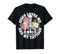 Jesus Loves Me And My Tattoos Inchiostrato Maglietta