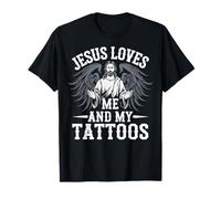 Jesus Loves Me And My Tattoos Inchiostrato Maglietta