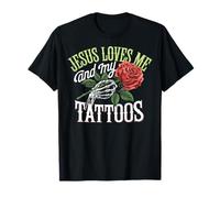 Jesus Loves Me And My Tattoos Inchiostrato Maglietta