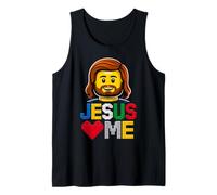 Jesus Loves Me Builder Costruire Mattoni Blocchi Dio Cristiano Canotta