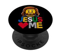 Jesus Loves Me Builder Costruire Mattoni Blocchi Dio Cristiano PopSockets PopGrip Adesivo