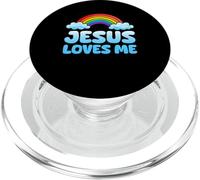 Jesus Loves Me Cute Rainbow Kid Cristianesimo Fede Religioso PopSockets PopGrip per MagSafe