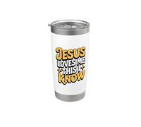 Jesus Loves Me This I Know Bicchiere termico in acciaio inox doppia parete