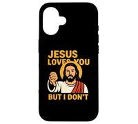 Jesus Loves You But I Don’t Funny Sarcastic Christian Humor Custodia per iPhone 16