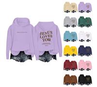 Jesus Loves You Oversize Felpe con cappuccio per le donne Felpe cristiane nere Pullover a maniche lunghe alla moda pullover basic allentato ragazze adolescenti top camicia, Z03 Rosa, S