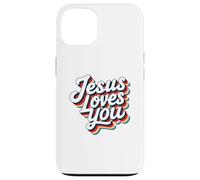 Jesus Loves You Retro Vintage Christian Men Women Kids Custodia per iPhone 13