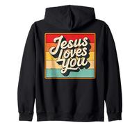 Jesus Loves You Retro Vintage Christian Men Women Kids Felpa con Cappuccio