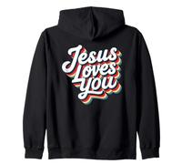Jesus Loves You Retro Vintage Christian Men Women Kids Felpa con Cappuccio
