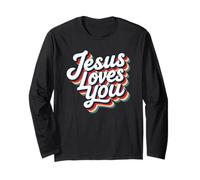 Jesus Loves You Retro Vintage Christian Men Women Kids Maglia a Manica