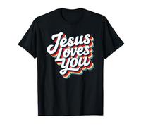 Jesus Loves You Retro Vintage Christian Men Women Kids Maglietta
