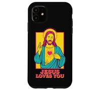 Jesus Loves You Sacro Cuore Fede Cristiana Retro Pop Art Custodia per iPhone 11