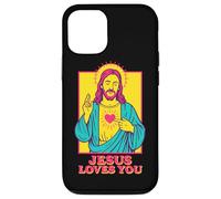 Jesus Loves You Sacro Cuore Fede Cristiana Retro Pop Art Custodia per iPhone 12/12 Pro