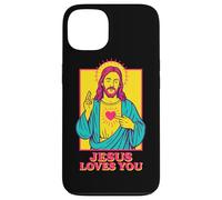 Jesus Loves You Sacro Cuore Fede Cristiana Retro Pop Art Custodia per iPhone 13