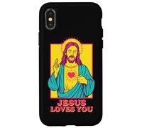 Jesus Loves You Sacro Cuore Fede Cristiana Retro Pop Art Custodia per iPhone X/XS