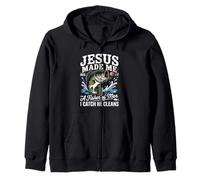 Jesus Made Me a Fisherman I Catch He Cleans Christian Bible Felpa con Cappuccio