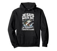 Jesus Made Me a Fisherman I Catch He Cleans Christian Bible Felpa con Cappuccio