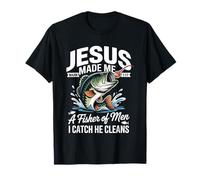 Jesus Made Me a Fisherman I Catch He Cleans Christian Bible Maglietta