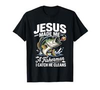 Jesus Made Me a Fisherman I Catch He Cleans Christian Bible Maglietta