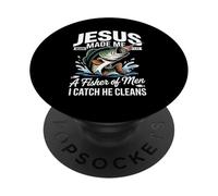 Jesus Made Me a Fisherman I Catch He Cleans Christian Bible PopSockets PopGrip Adesivo