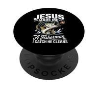 Jesus Made Me a Fisherman I Catch He Cleans Christian Bible PopSockets PopGrip Adesivo