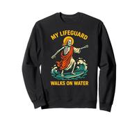 Jesus My Lifeguard Cammina sull'acqua Divertimento Uomo Fede Cristiana Felpa